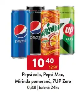 Qanto Pepsi cola, Pepsi Max, Mirinda pomeranč, 7UP Zero nabídka