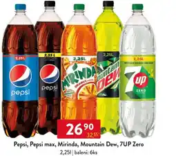 Qanto Pepsi, Pepsi max, Mirinda, Mountain Dew, 7UP Zero nabídka