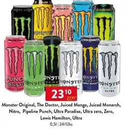 Qanto Monster Original, The Doctor, Juiced Mango, Juiced Monarch, Nitro, Pipeline Punch, Ultra Paradise, Ultra zero, Zero, nabídka