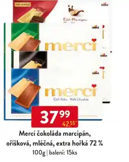 Qanto Merci čokoláda marcipán, oříšková, mléčná, extra hořká 72% nabídka