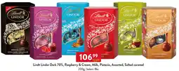 Qanto Lindt Lindor Dark 70%, Raspberry & Cream, Milk, Pistacio, Assorted, Salted caramel nabídka