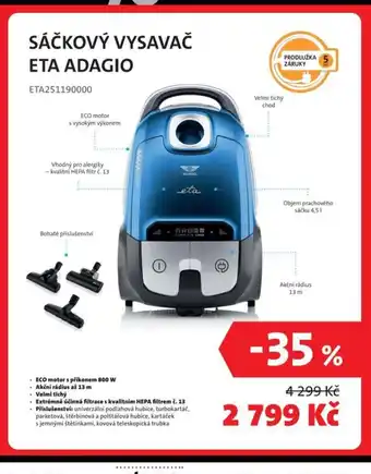 ETA Sáčkový vysavač Eta adagio nabídka