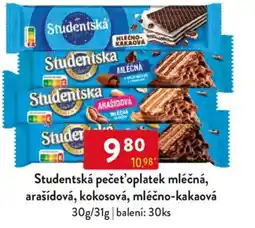 Qanto Studentská pečeť'oplatek mléčná, arašídová, kokosová, mléčno-kakaová nabídka