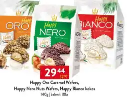 Qanto Happy Oro Caramel Wafers, Happy Nero Nuts Wafers, Happy Bianco kokos nabídka