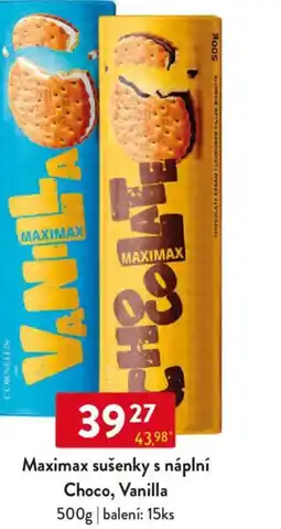 Qanto Maximax sušenky s náplní Choco, Vanilla nabídka