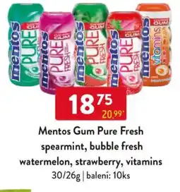 Qanto Mentos Gum Pure Fresh spearmint, bubble fresh watermelon, strawberry, vitamins nabídka