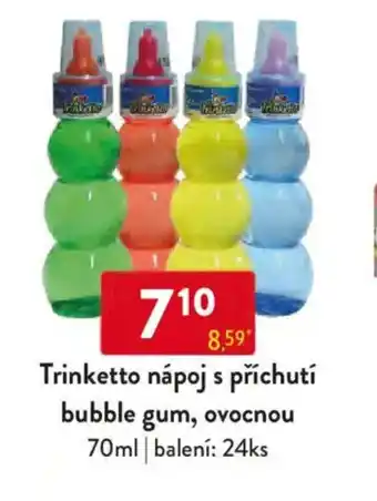 Qanto Trinketto nápoj s příchutí bubble gum, ovocnou nabídka