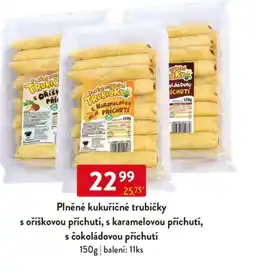 Qanto Plněné kukuřičné trubičky s oříškovou příchutí, s karamelovou příchutí, s čokoládovou příchutí nabídka