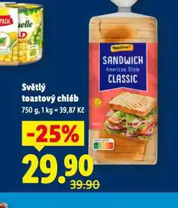 Lidl Svtělý toastový chléb nabídka