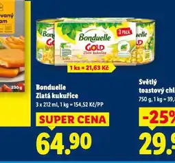 Lidl Bonduelle zlatá kukuřice nabídka