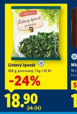 Lidl Listový špenát nabídka