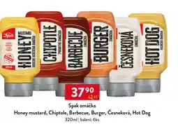 Qanto Spak omáčka Honey mustard, Chiptole, Barbecue, Burger, Česneková, Hot Dog nabídka