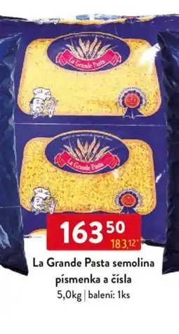 Qanto La Grande Pasta semolina písmenka a čísla nabídka