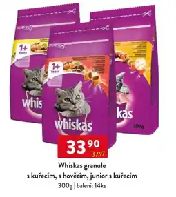 Qanto Whiskas granule s kuřecím, s hovězím, junior s kuřecím nabídka