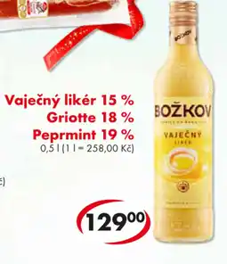 CBA Vaječný likér 15 % Griotte 18% Peprmint 19% nabídka