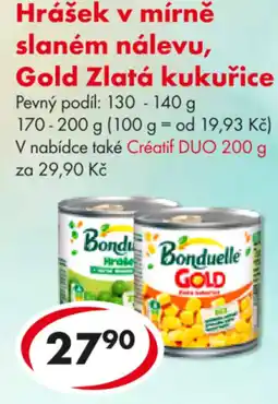 CBA Bonduelle Hrášek v mírně slaném nálevu, Gold Zlatá kukuřice nabídka