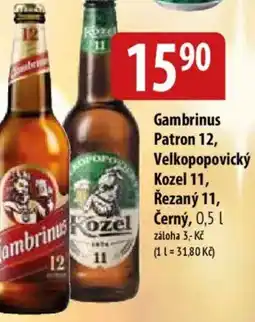 Bala Gambrinus Patron 12, Velkopopovický Kozel 11, Řezaný 11,Cerny nabídka