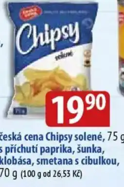 Bala Česká cena chipsy solené,s příchutí paprika, šunka, klobása, smetana s cibulkou, nabídka