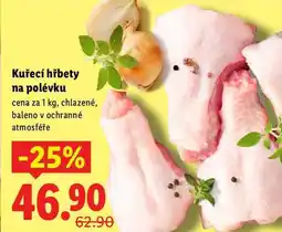 Lidl Kuřecí hřbety na polévku, cena za 1 kg nabídka