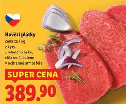 Lidl Hovězí plátky, cena za 1 kg nabídka