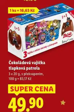Lidl Čokoládová vajíčka tlapková patrola, 3x 20 g nabídka