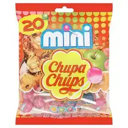 Lidl Chupa Chups Mini směs dropsů s příchutí koly a s ovocnými dřeněmi 20 kusů 120g 6g nabídka