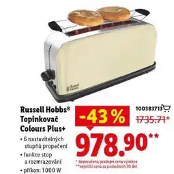 Lidl Russell Hobbs Topinkovač Colours Plus+ nabídka