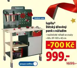 Lidl lupilu Dětský dřevěný ponk s nářadím nabídka
