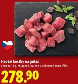 Lidl Hovězí kostky na guláš, cena za 1 kg nabídka