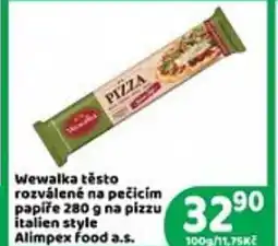 Brněnka Wewalka testo rozválené na pečicím papíře na pizzu italien stylealimpex food a.s. nabídka