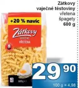 Jip Zátkovy vaječné těstoviny vřetena špagety nabídka