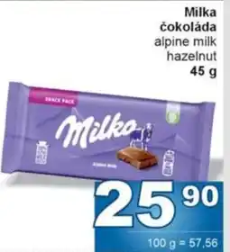 Jip Milka čokoláda alpine milk hazelnut nabídka