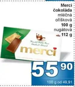 Jip Merci čokoláda mléčná oříšková nabídka