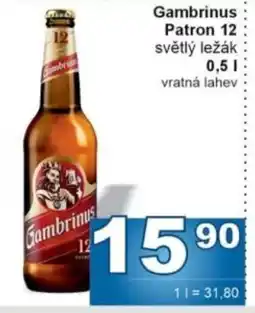 Jip Gambrinus Patron 12 světlý ležák nabídka
