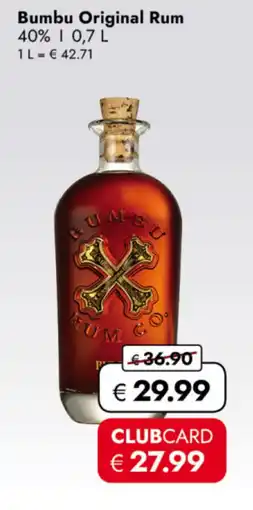 TRAVEL FREE Bumbu Original Rum 40^ nabídka