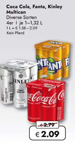 TRAVEL FREE Coca Cola, Fanta, Kinley Multican nabídka