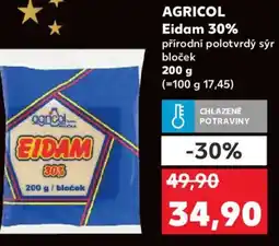 Kaufland AGRICOL Eidam 30% přírodní polotvrdý sýr bloček nabídka