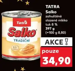 Kaufland TATRA Salko zahuštěné slazené mléko tuk 8% nabídka