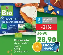 Kaufland Mozzarella sýr ve slaném nálevu nabídka