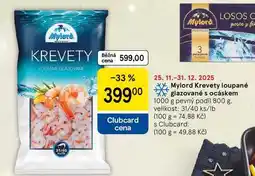 Tesco Mylord Krevety loupané glazované s ocáskem, 1000 g, pevný podíl 800 g nabídka