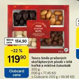 Tesco Tesco Směs pražených skořápkových plodů v bílé hořké a mléčné čokoládě, 200 g nabídka