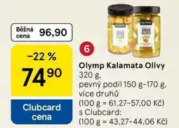 Tesco Olymp Kalamata Olivy, 320 g, pevný podíl 150 g-170 g nabídka