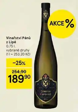 Tesco Vinařství Pánů z Lipé, 0.75 l nabídka