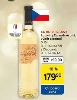 Tesco Ludwing Rulandské bílé, výběr z bobulí, 0.75 l nabídka