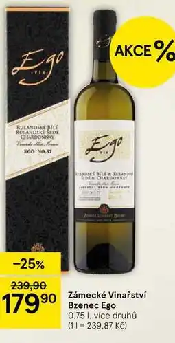 Tesco Zámecké Vinařství Bzenec Ego, 0.75 l, více druhů nabídka