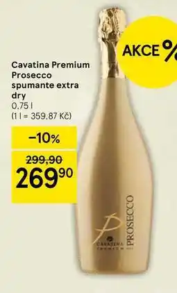 Tesco Cavatina Premium Prosecco spumante extra dry, 0.75 l nabídka
