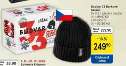 Tesco Budvar 33 Dárkové balení, 6x 0.5 l, plech + čepice nabídka