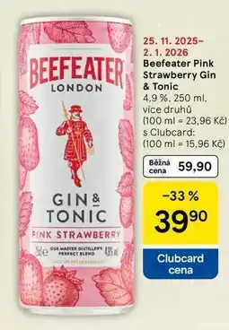 Tesco Beefeater Pink Strawberry Gin & Tonic 4.9%, 250 ml nabídka