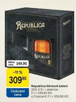 Tesco Republica Dárkové balení 35%, 0.5 l + sklenice nabídka