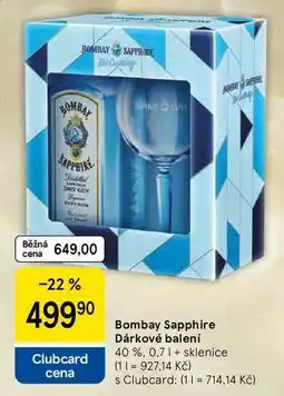 Tesco Bombay Sapphire Dárkové balení 40 %, 0.7 l + sklenice nabídka